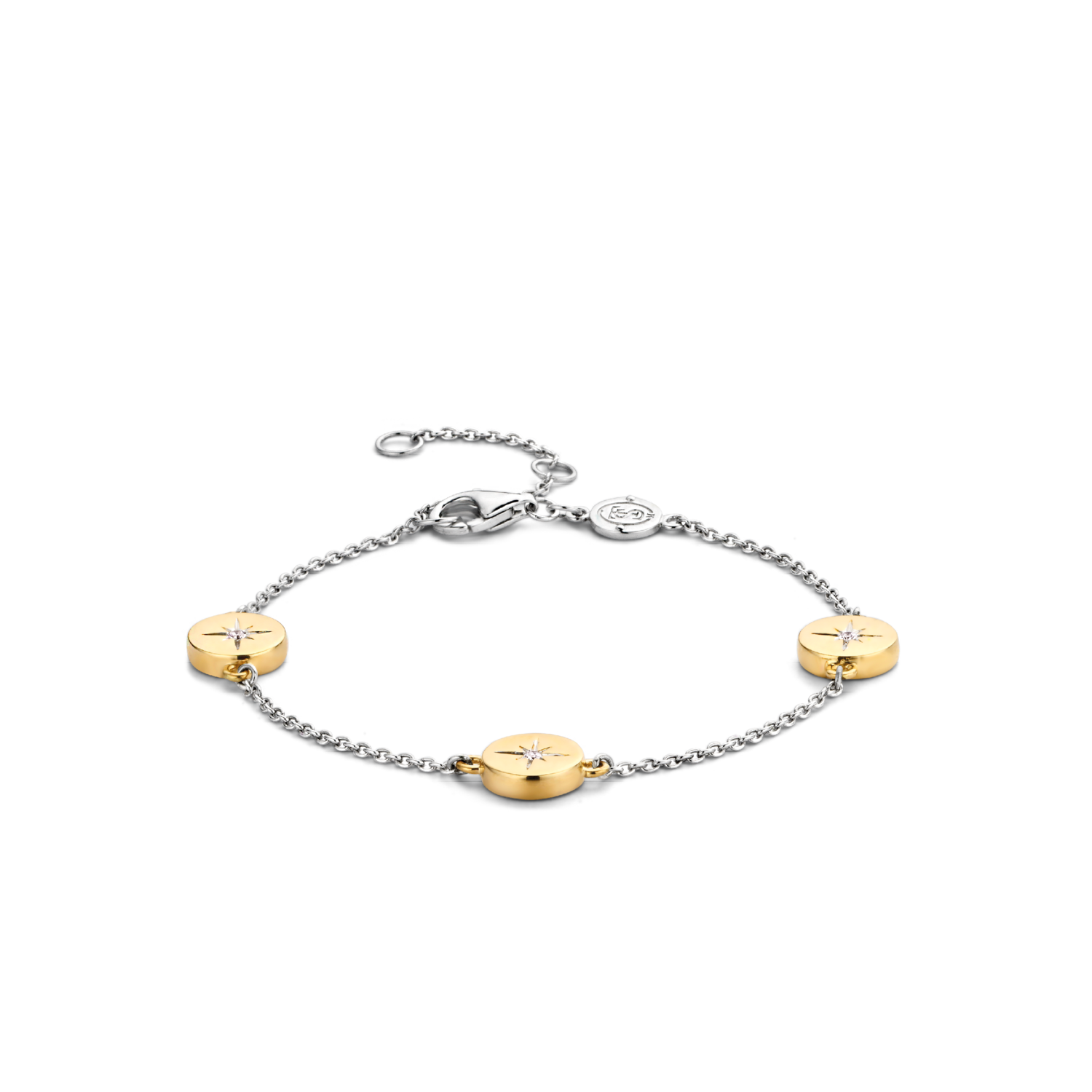 Bracelet argent 925, rose des vents. 3 pierres
