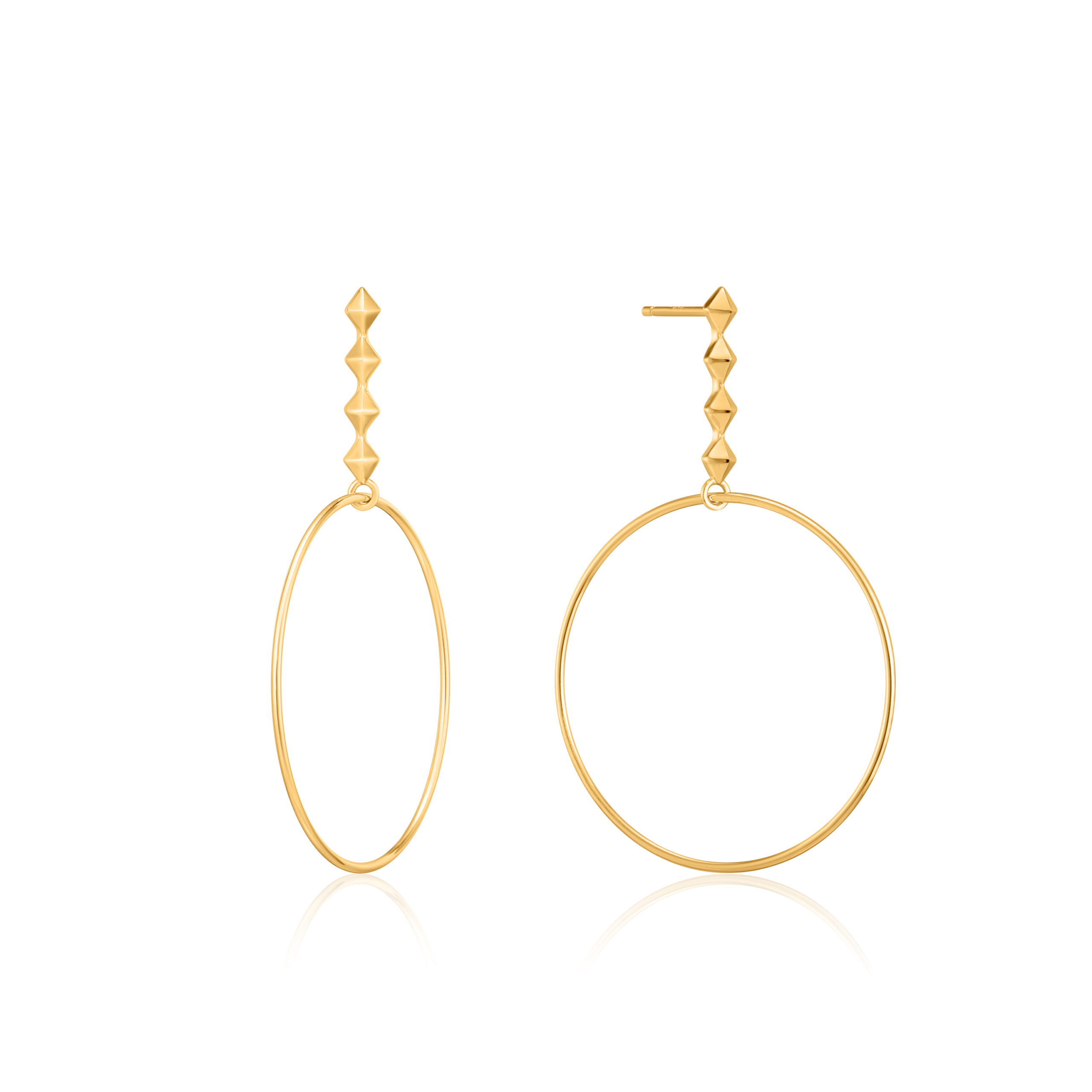 Boucles d'orelles argent 925, 4 losanges, anneau