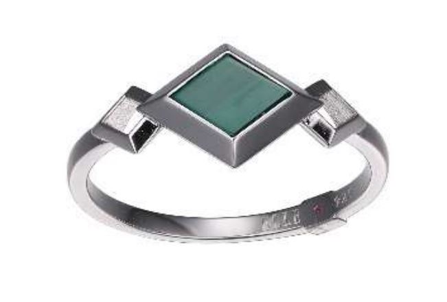 Bague argent 925, pierre carrée