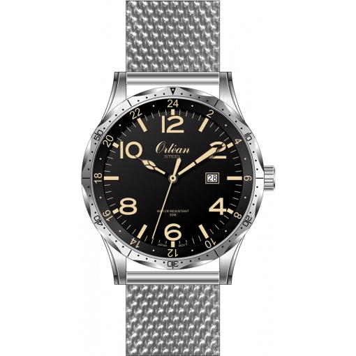 Montre stainless, bracelet mèche, 5ATM