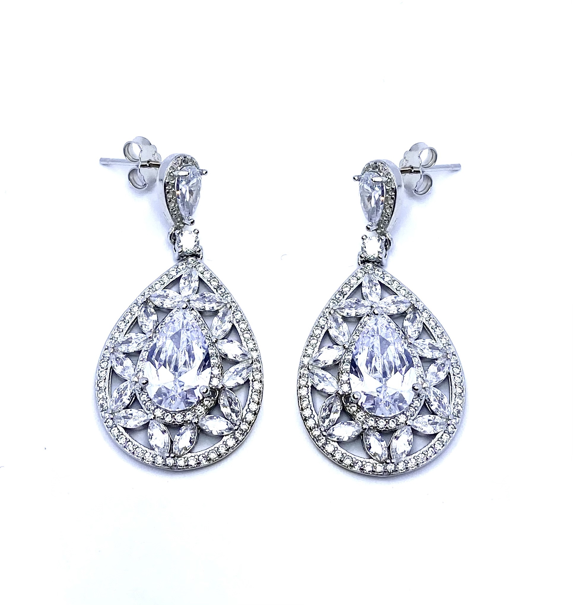 Boucles d'oreilles pour femme en argent 925, zircons