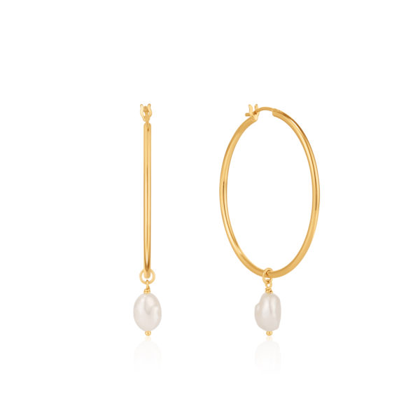 Boucles d'oreilles argent 925, anneau, perle
