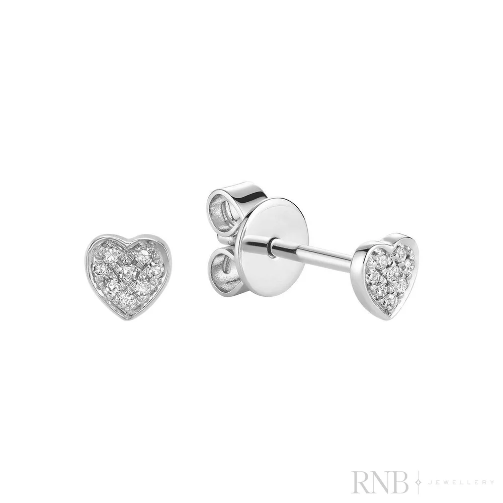 Boucles d'oreilles pour femme en or 10k, 16 diamants I-1 HI pour 0.05 carat, coeurs - 13-0410H01 - RNB