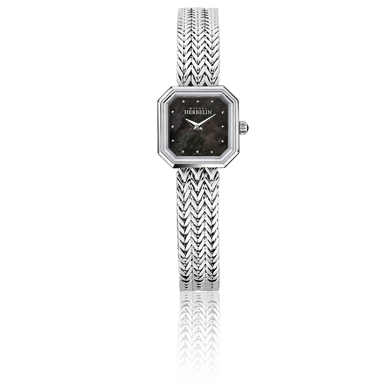 Montre stainless de haute qualité, cadran octogonal, verre saphir