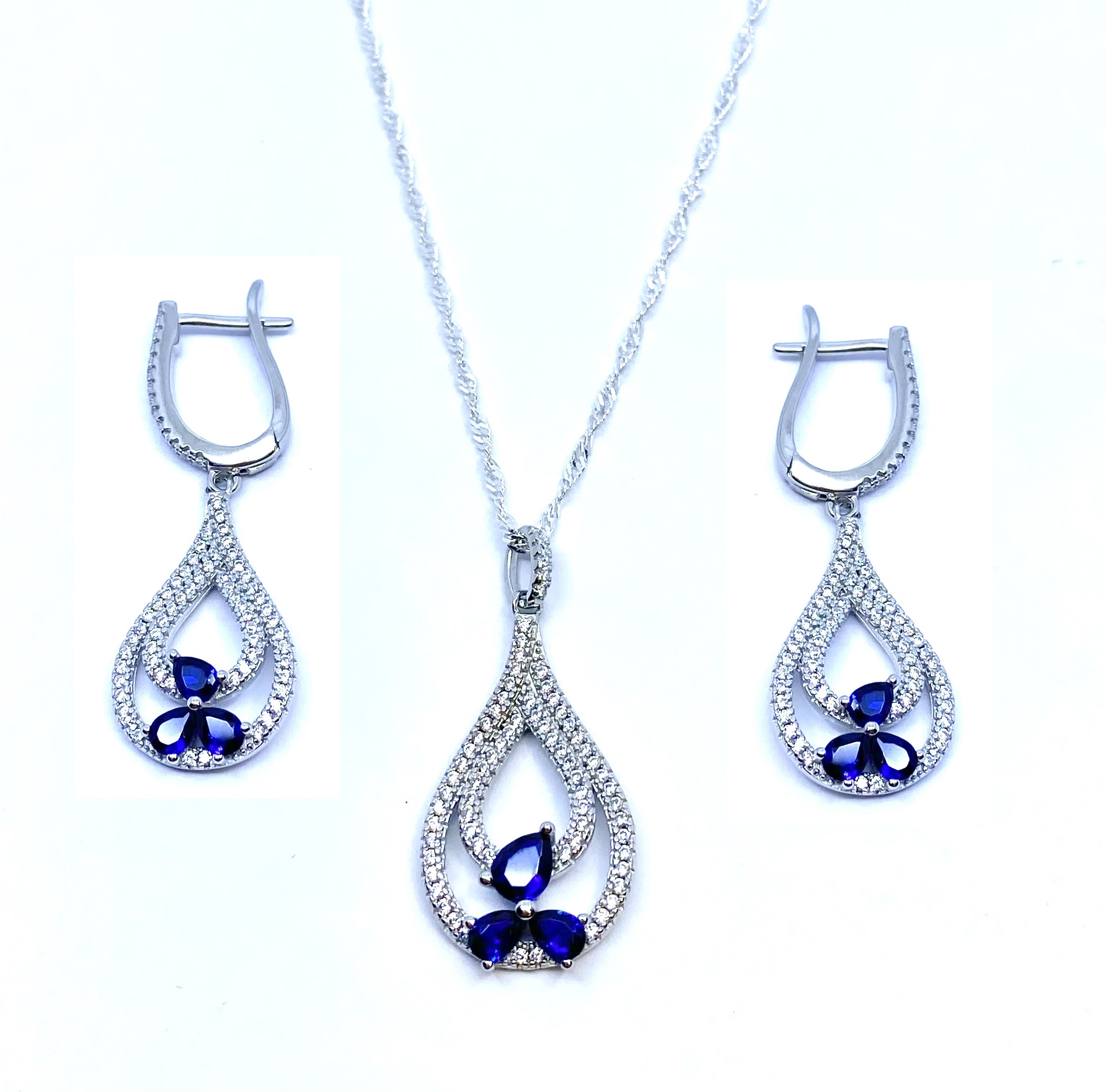 Ensemble de collier et de boucles d'oreilles en argent 925 pour femme, zircons