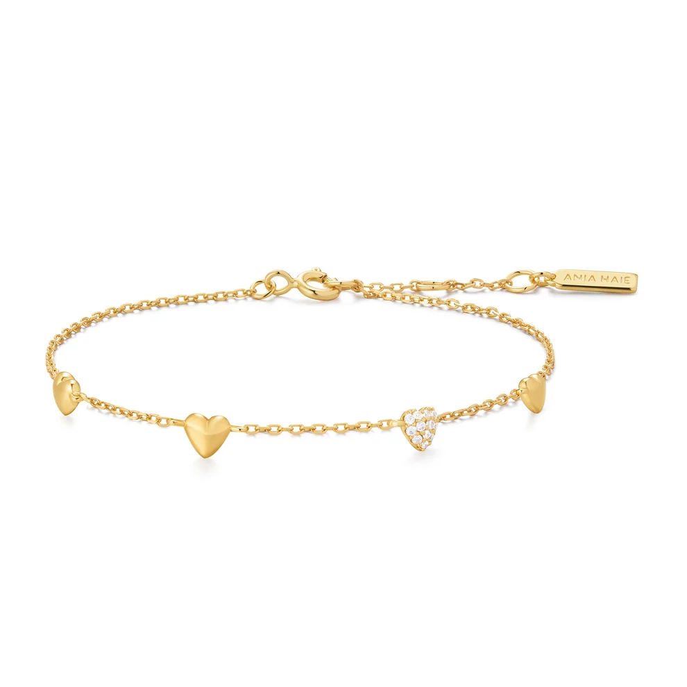 Bracelet pour femme en argent 925, cubic zirconium, coeurs - B074-06G - Ania Haie