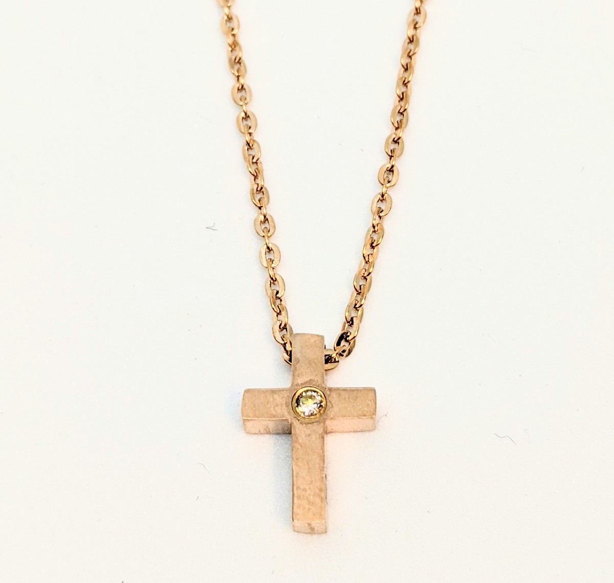 Pendantif stainless, croix, 1 pierre