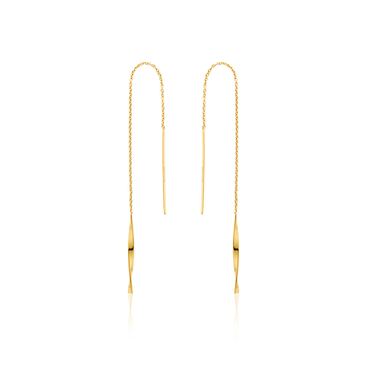 Boucle d'oreille argent 925, tige twistée avec chainette