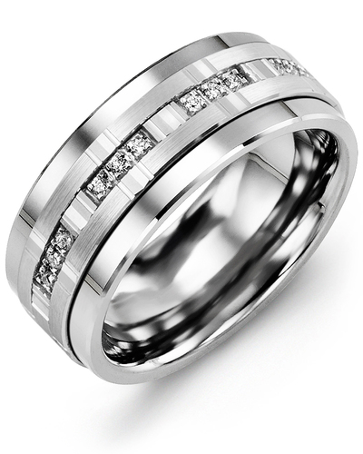 Bague pour homme en or 10k et cobalt, 12 diamants pour 0.12 carat
