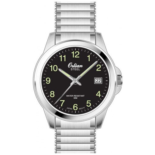 Montre homme, stainless, bracelet élastique, 3ATM
