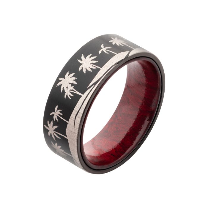 Jonc pour homme en titanium, palmiers - TIFR9006-09 - Inox