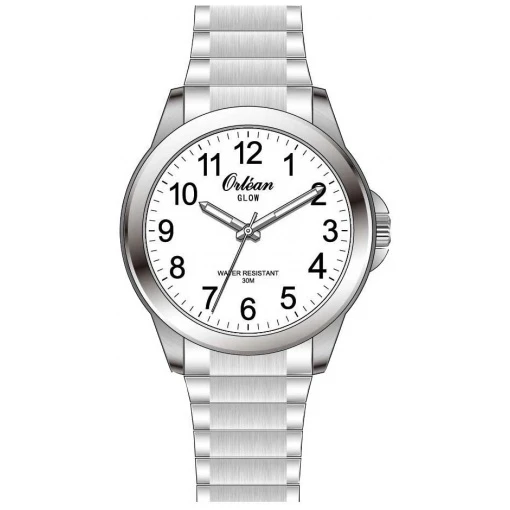 Montre pour homme en stainless, bracelet élastique, lumière