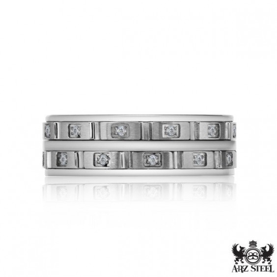 Jonc pour homme en stainless, zircons - SSR51-08 - Arezzo