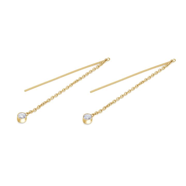 Boucles d'oreilles pour femme en stainless, zircons, tiges et chainettes
