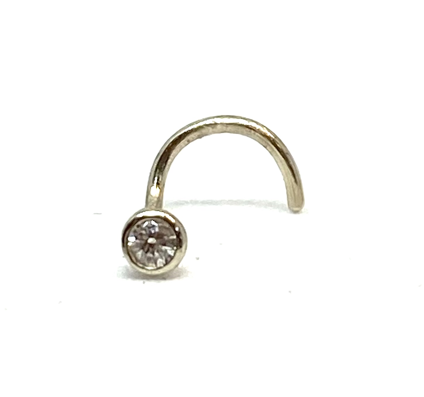 Pine de nez en or 14K, 1 zircon