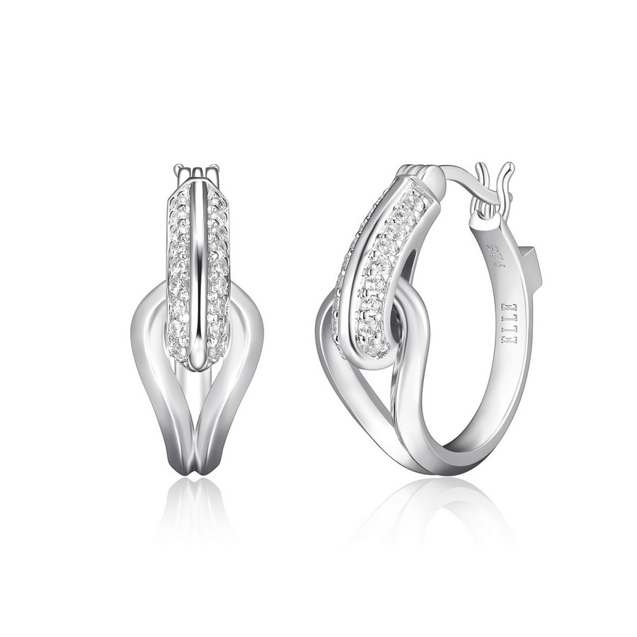 Boucles d'oreilles pour femme en argent 925, zircons, fourchette