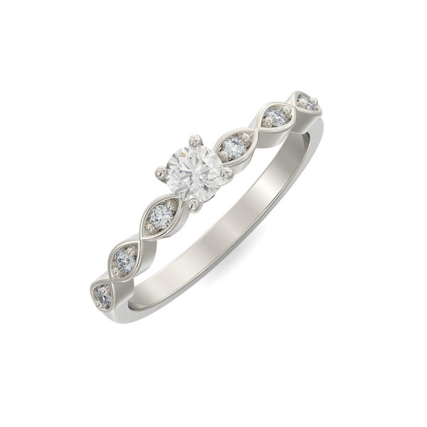 Bague pour femme en or 10k, 0.24 carat de diamants laboratoire VS ( diamant central = 0.15 carat ) - FS-026AW-015 - MALO