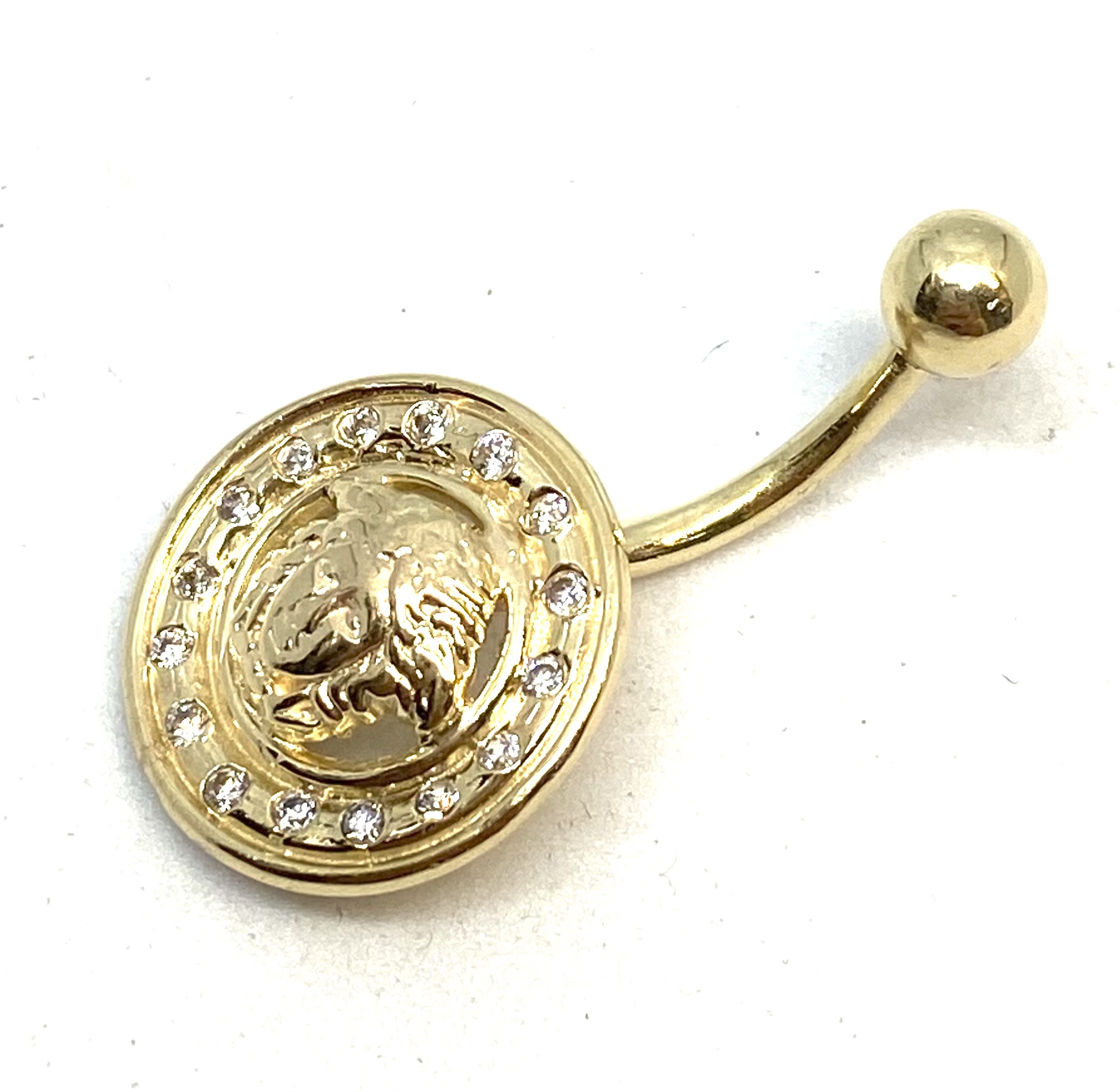Barbel en or 14K, versace entouré de pierres