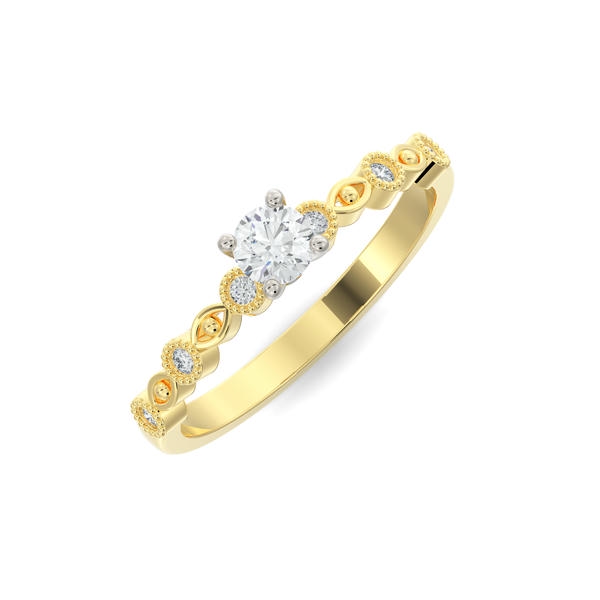 Bague pour femme en or 10k, 0.31 carat de diamants laboratoire VS ( diamant central = 0.25 carat ) - FS-059AY - MALO