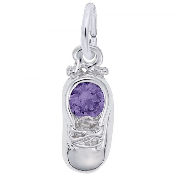 Pendentif en argent 925, soulier, pierre de naissance