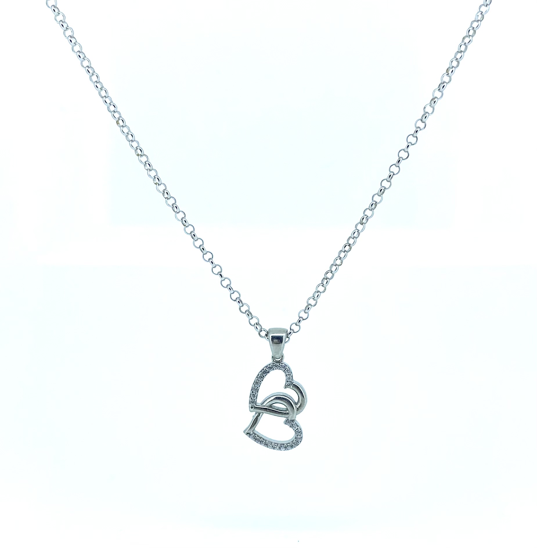 Pendentif pour femme en argent 925, coeurs, cubic zirconium