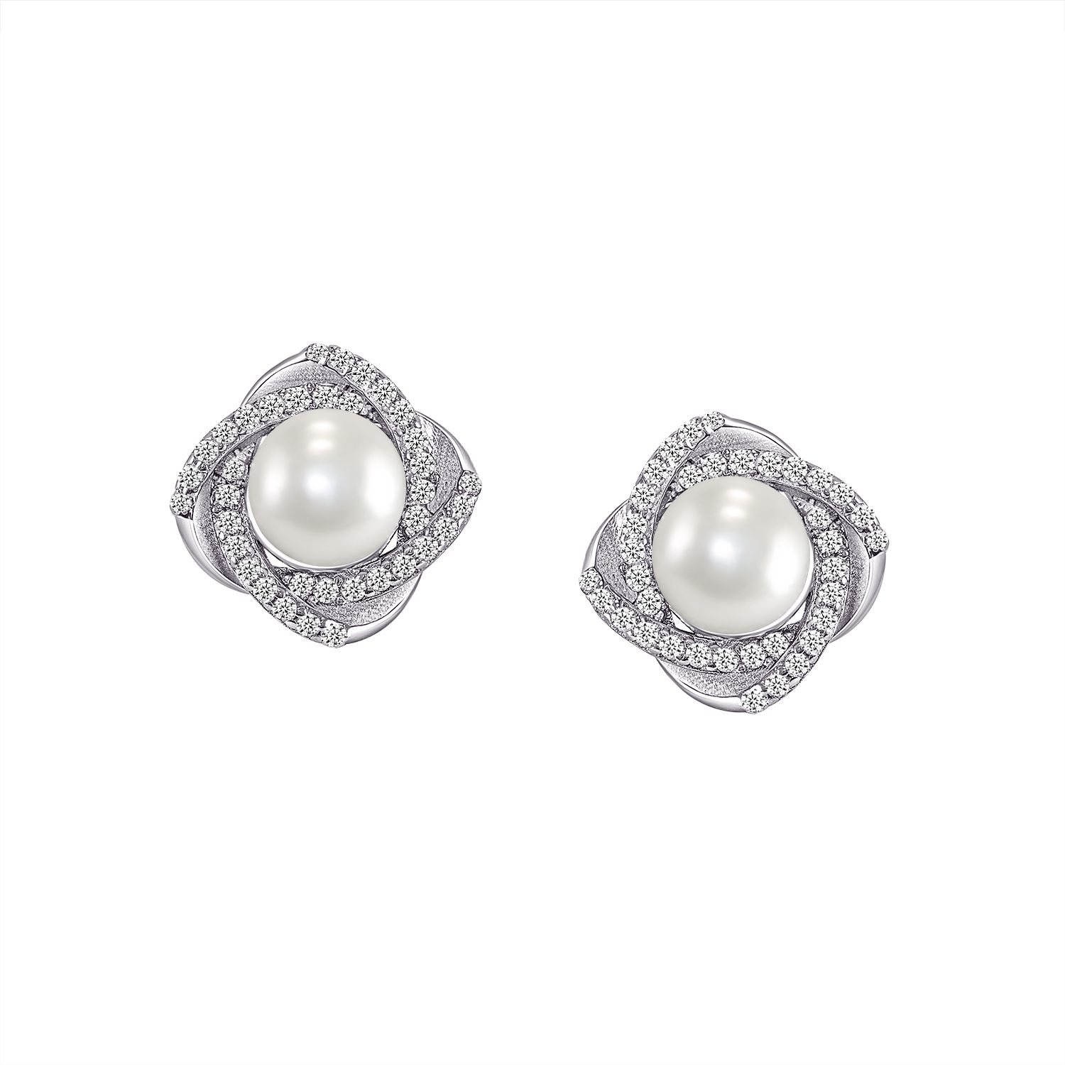 Boucles d'oreilles pour femme en argent 925, zircons, perles