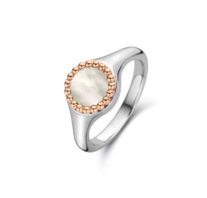 Bague argent 925, nacre de perle entouré de boules