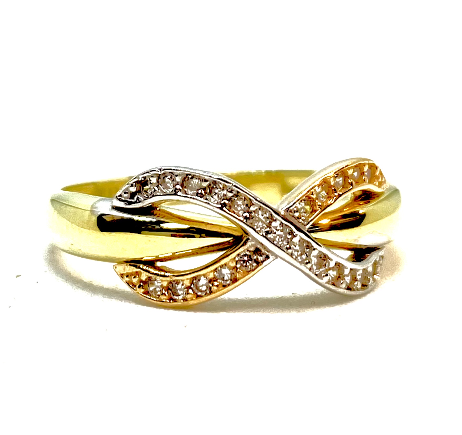 Bague pour femme en or 10K, infini recouvert de pierres