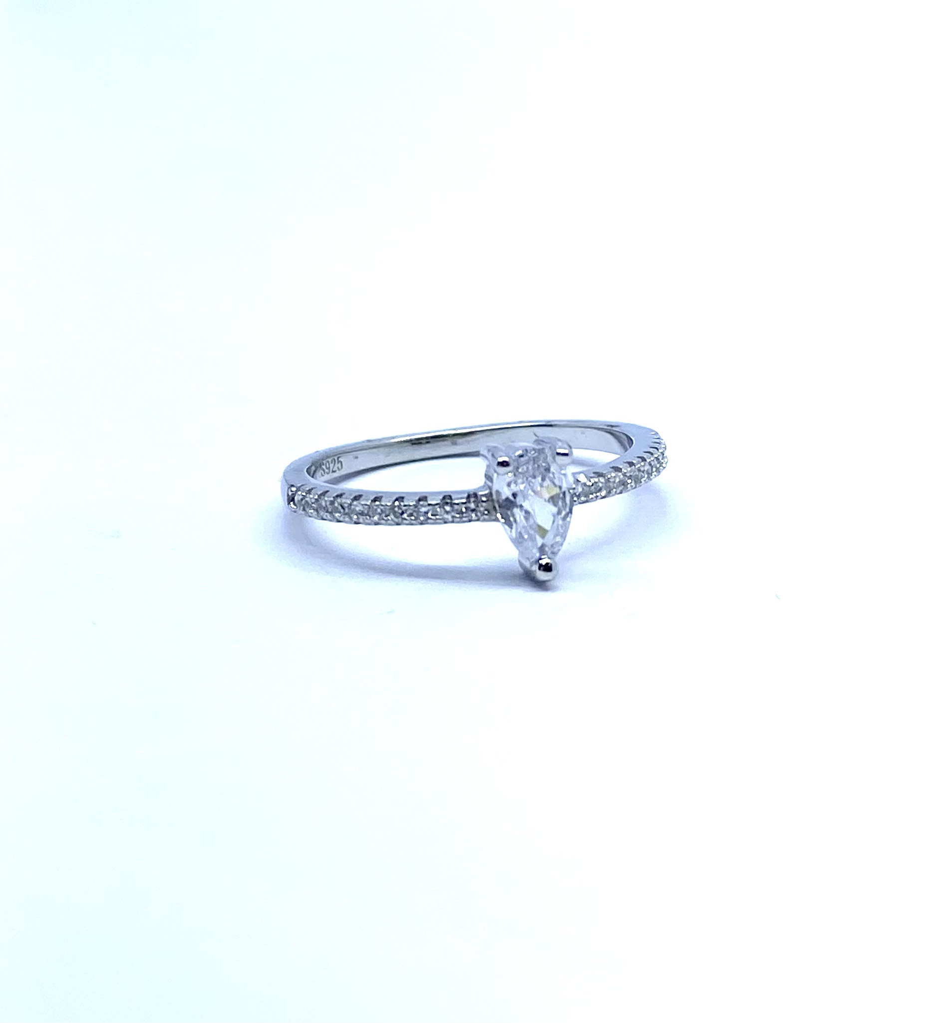 Bague pour femme en argent 925, zircons coupe poire