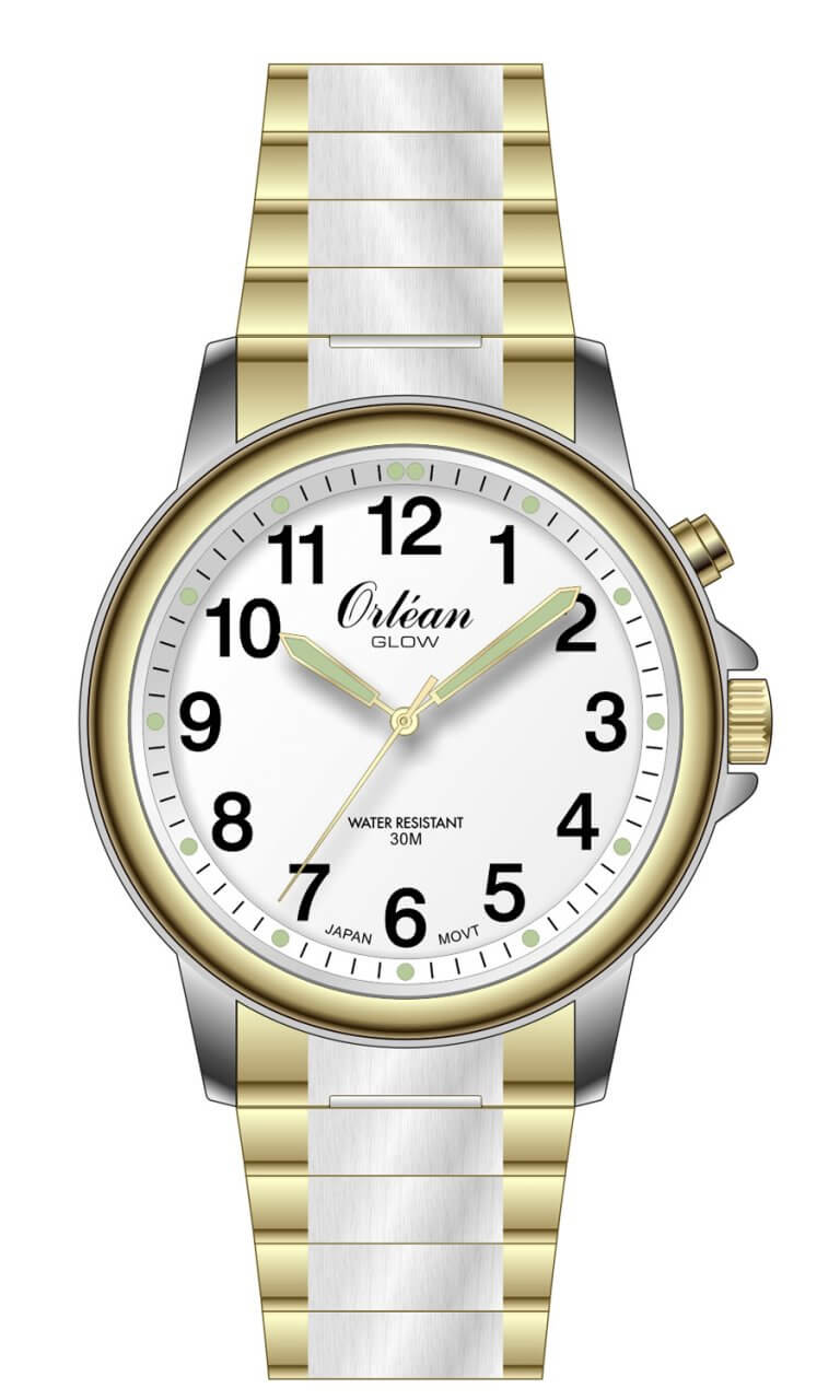 Montre pour homme en stainless, bracelet élastique, 3ATM, lumière - ME3640 - Orléan