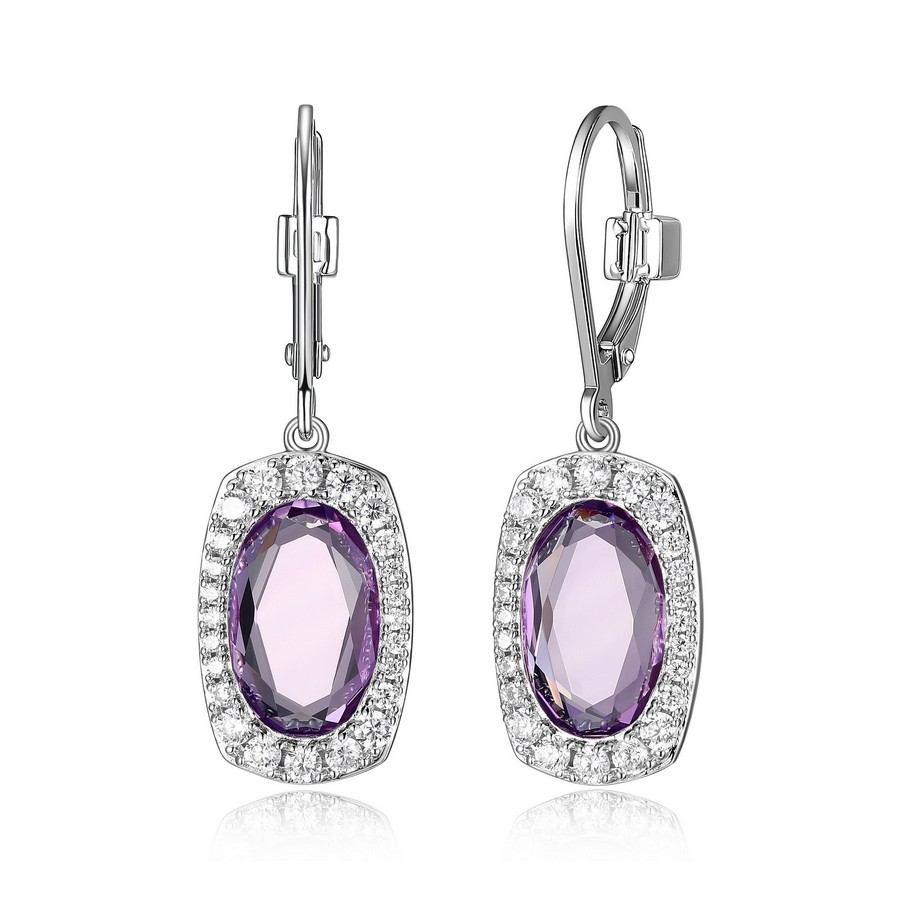 Boucles d'oreilles pour femme en argent 925, zircons, crochet