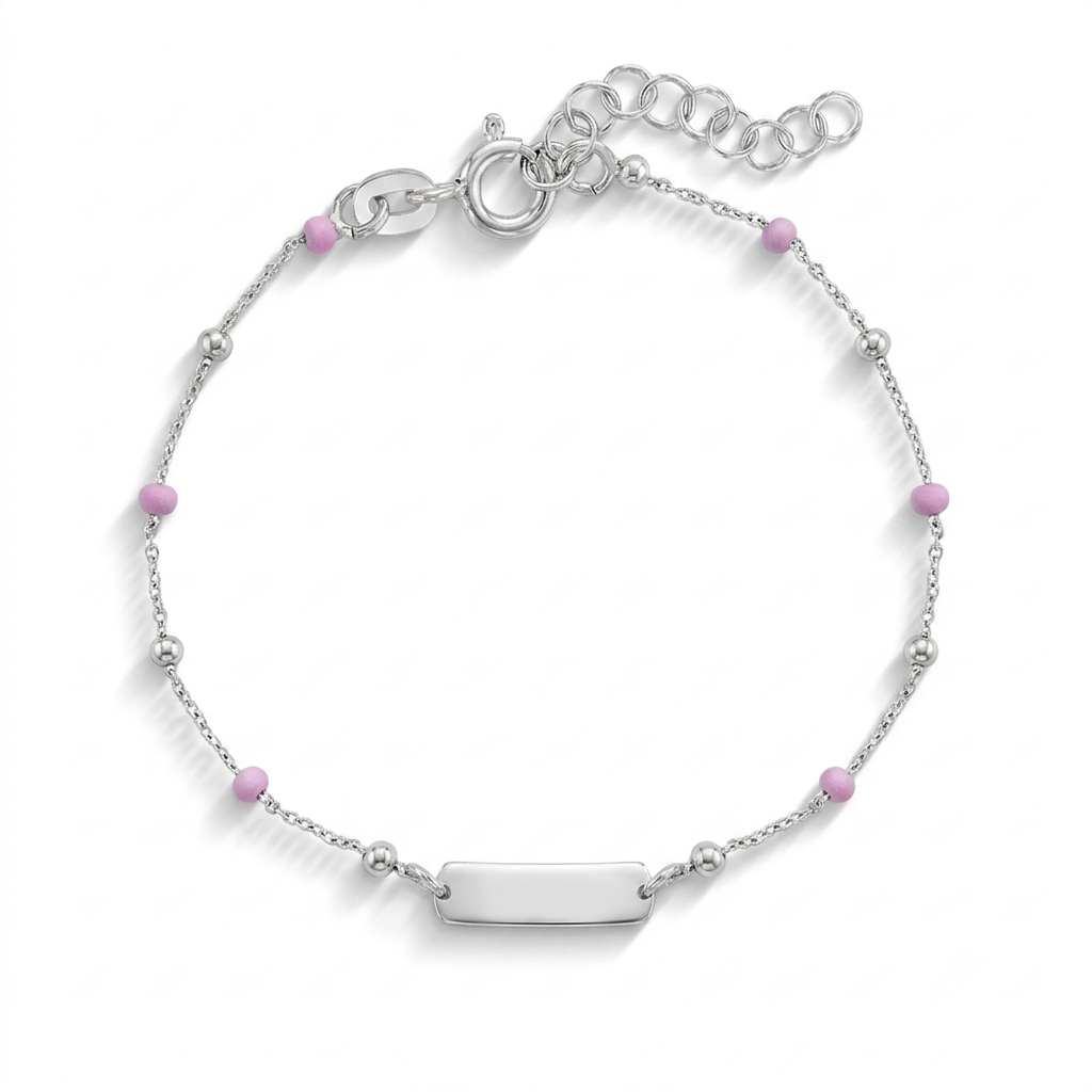 Bracelet pour enfant en argent 925, plaque gravable - SS-02-00090 - In Season Jewelry