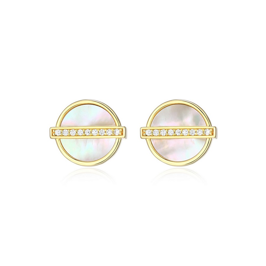 Boucles d'oreilles pour femme en argent 925, cubic zirconium, nacre de perle 9mm - 32LCVGA958 - ELLE
