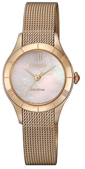 Montre femme, stainless, bracelet mèche, eco-drive - EM0783-85D - Citizen