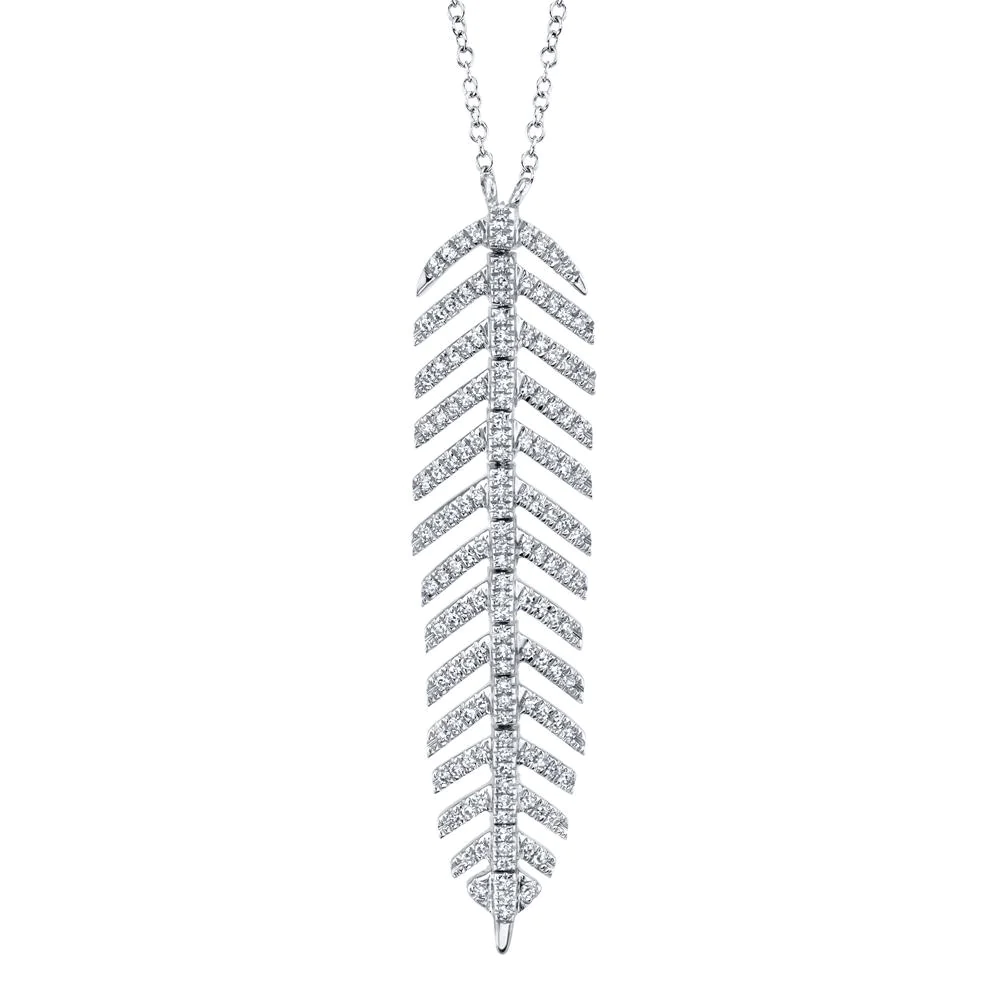 Pendentif pour femme en or 14k, 0.29 carat de diamants SI, plume - SC55006044 - Shy Creations