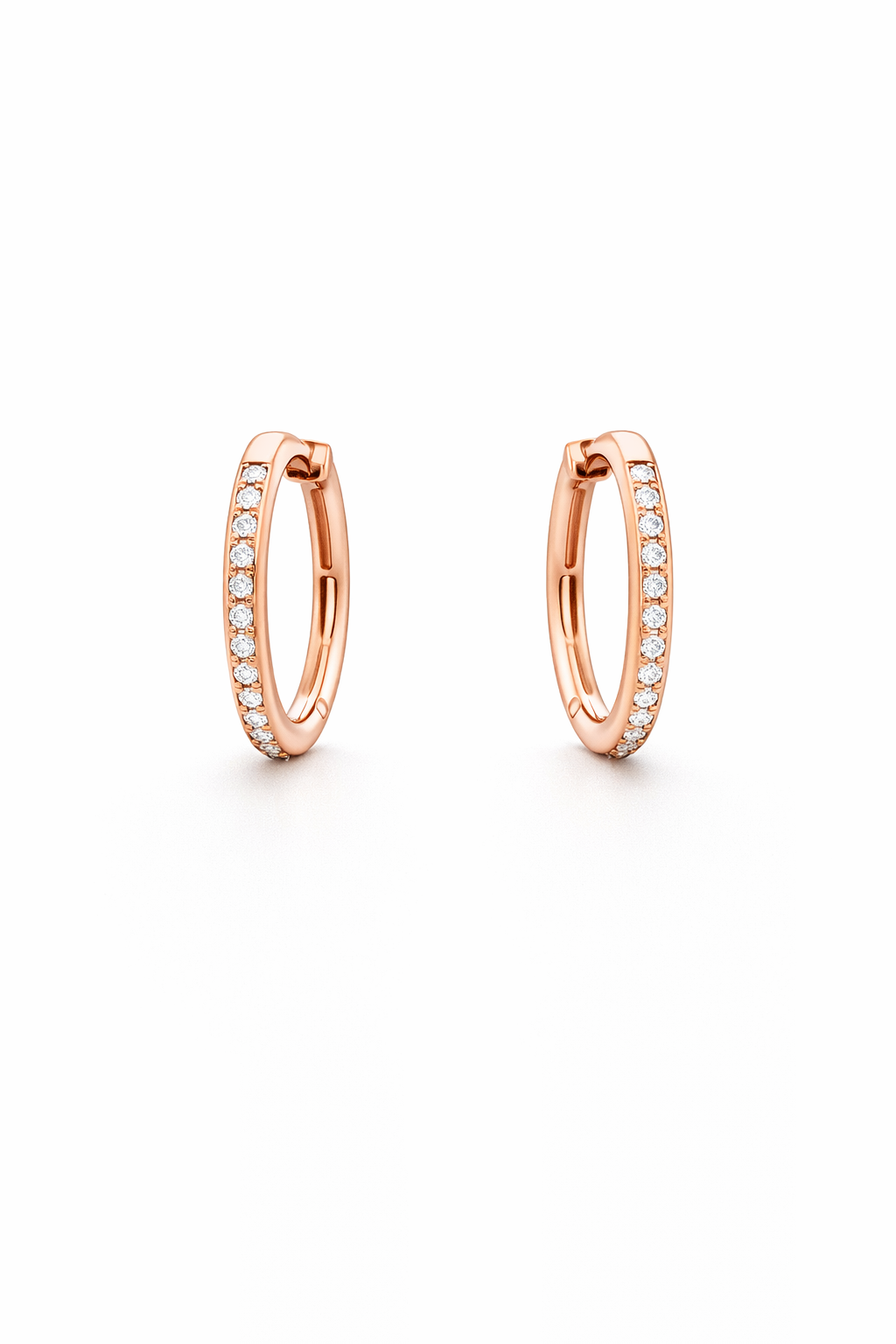 Boucles d'oreilles pour femme en stainless, zircons, huggies - BONAT-18CZ-R - Nathalie Belanger