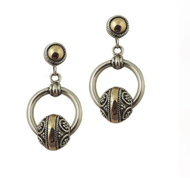Boucles d'oreilles pour femme en argent 925 et or 18K