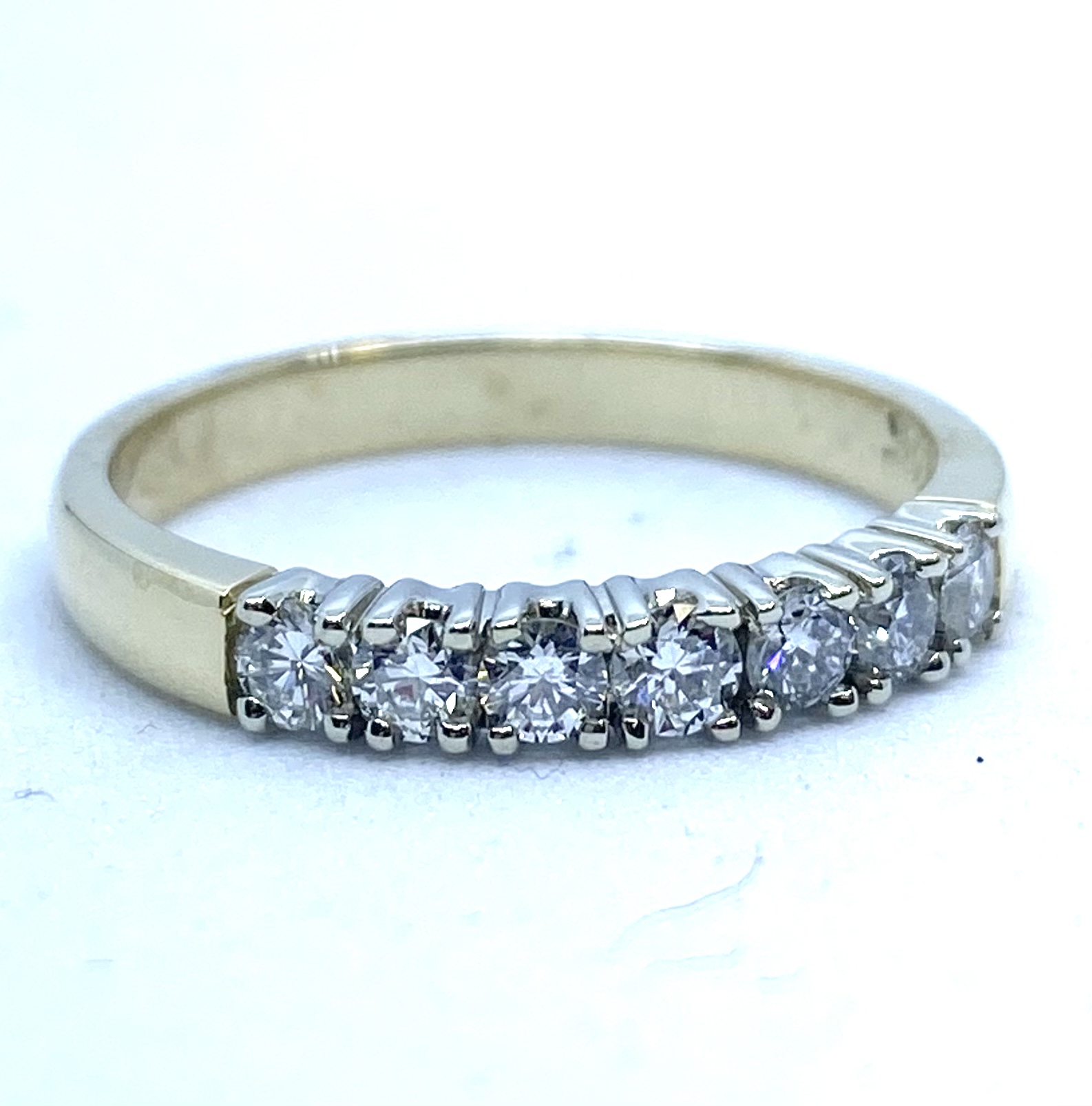 Bague pour femme en 14K, 7 diamants pour 0.45 carat, semi-éternité