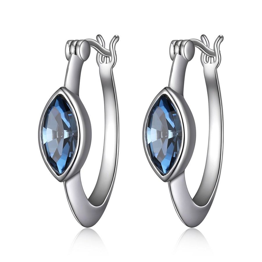 Boucles d'oreilles argent 925, crystals de swarovski coupe marquise, fouchette