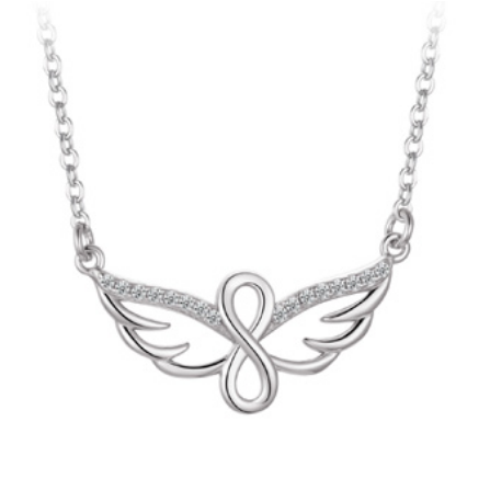 Pendentif pour femme en argent 925, cubic zirconium, infini, ailes - L470N - Legend