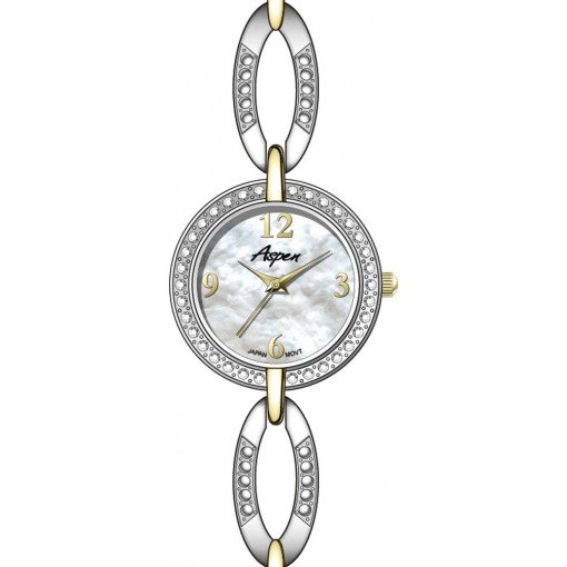 Montre femme, cadran nacré entouré de pierres