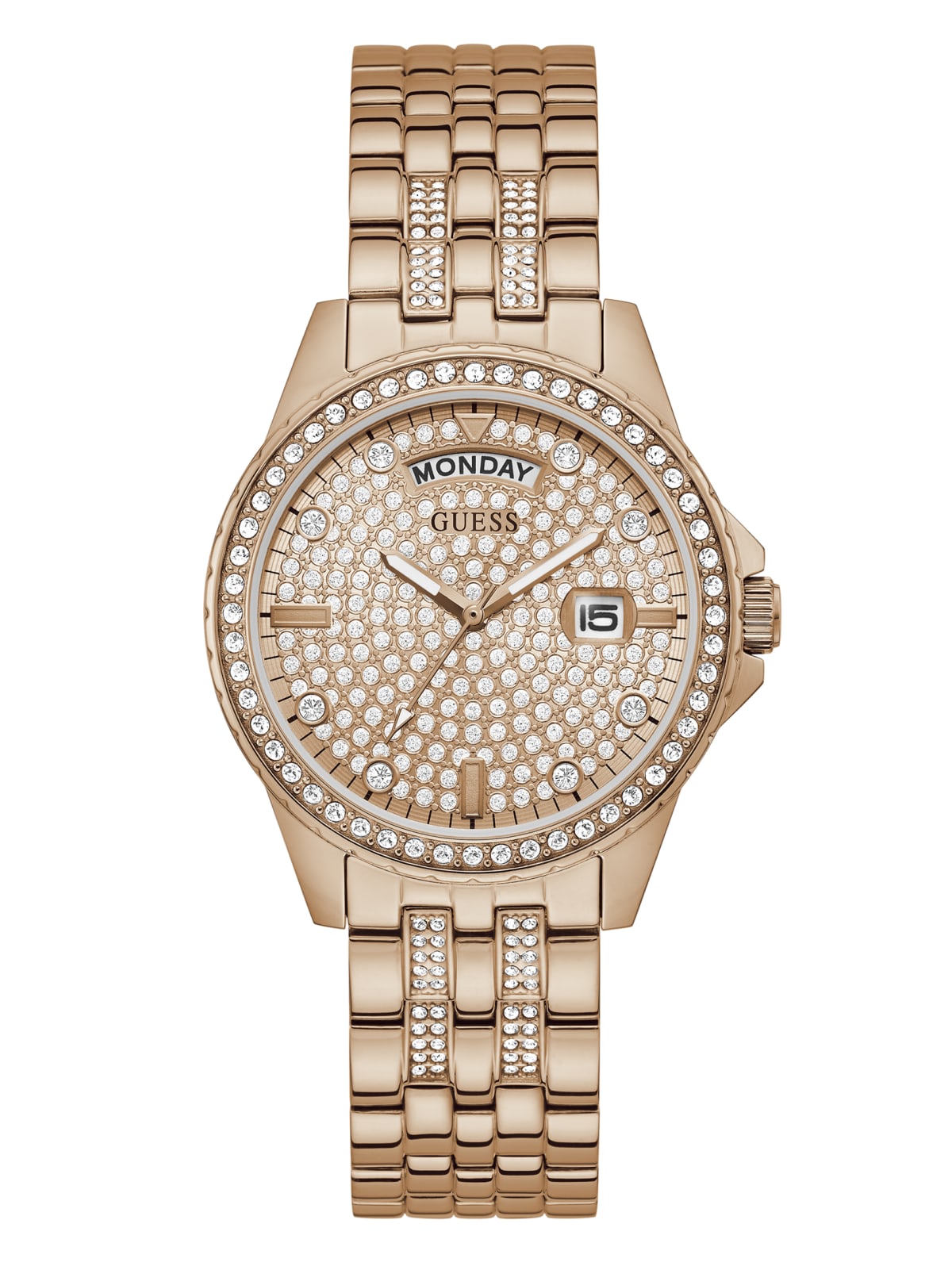 Montre pour femme en stainless, cadran garni de pierres