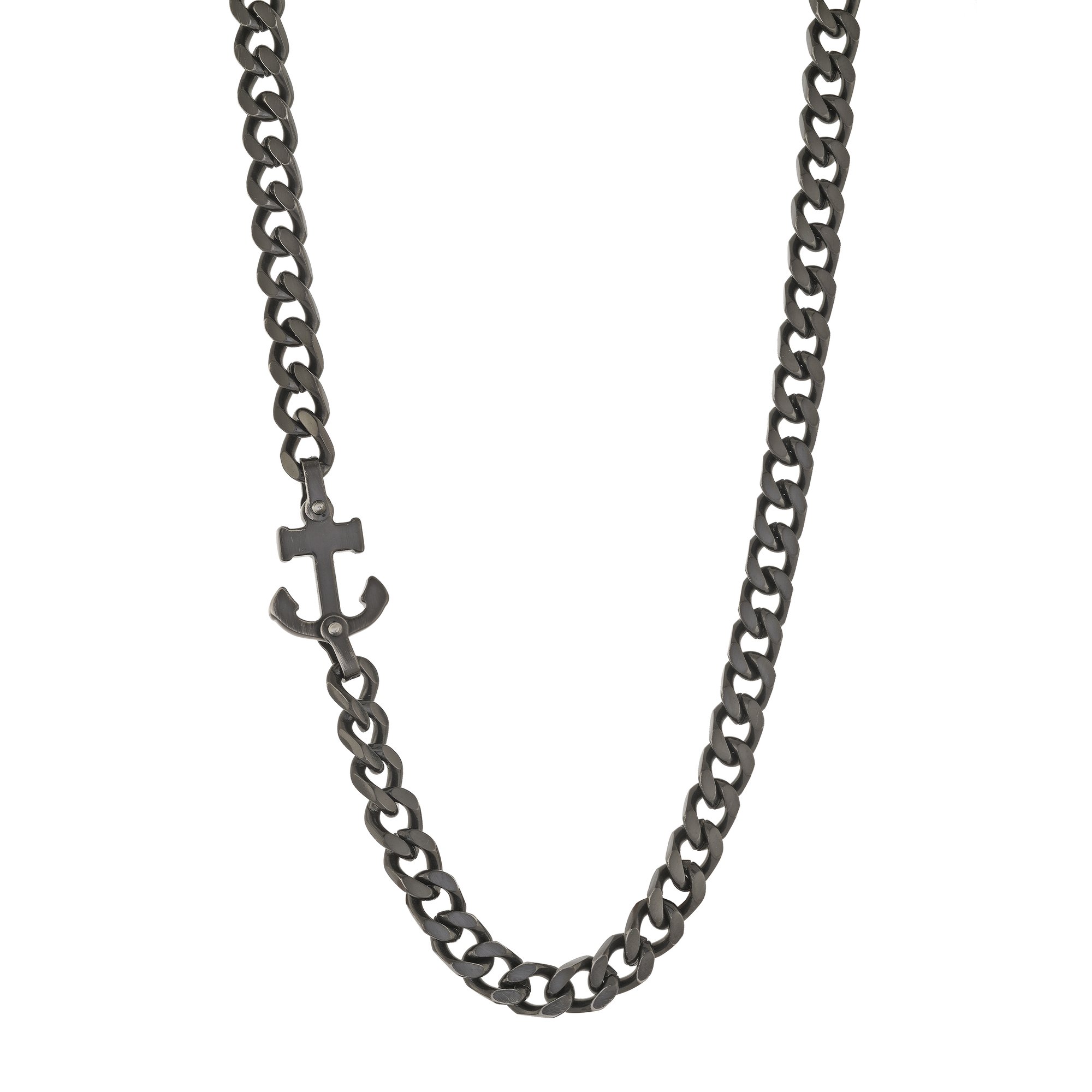 Collier pour homme en stainless, ancre, gourmette