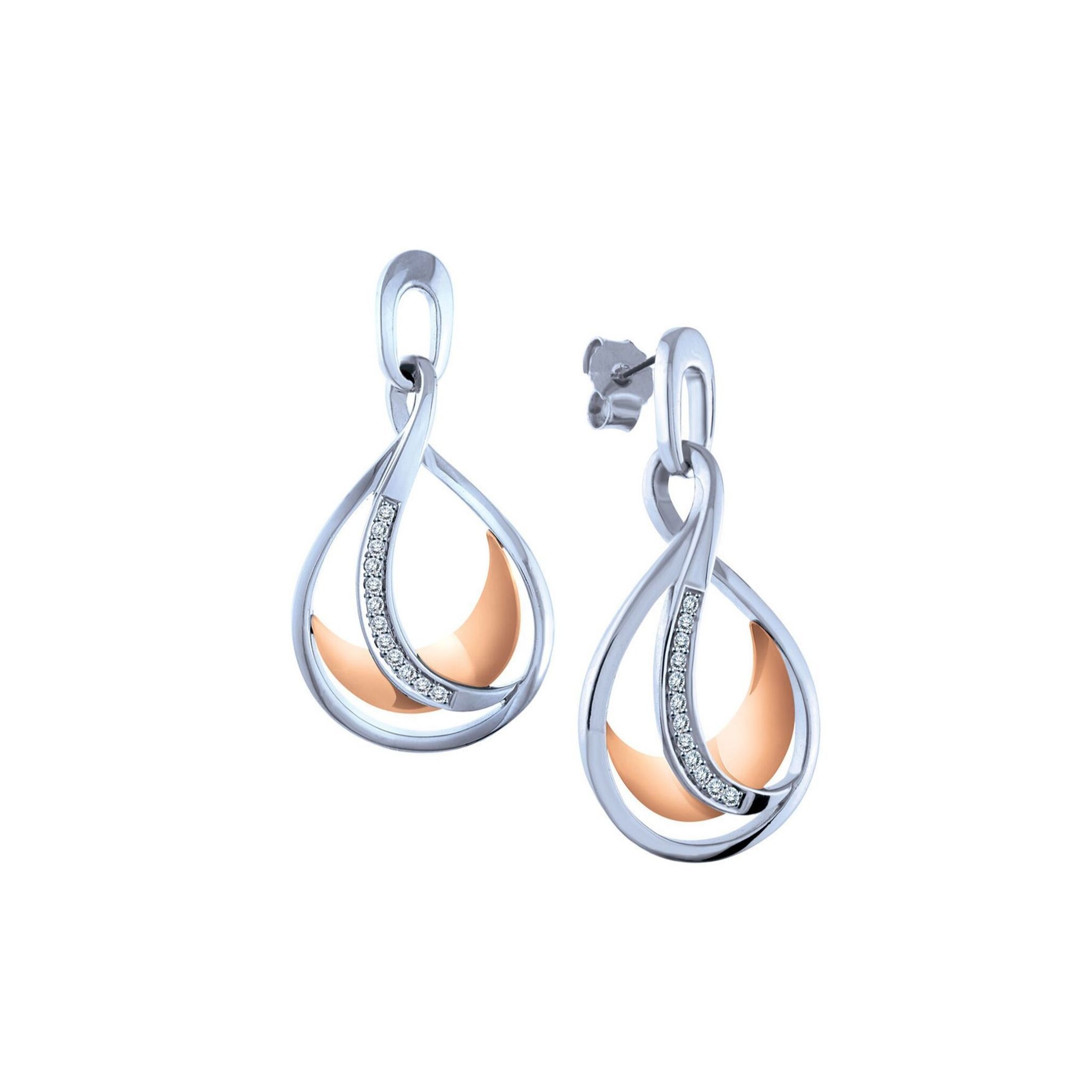 Boucles d'oreilles pour femme en or 14k, 18 diamants pour 0.07 carat
