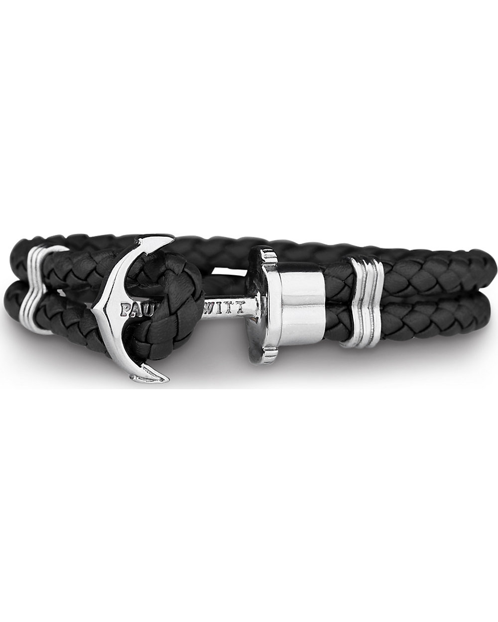 BR CUIR NOIR ANCRE ARGENT MED