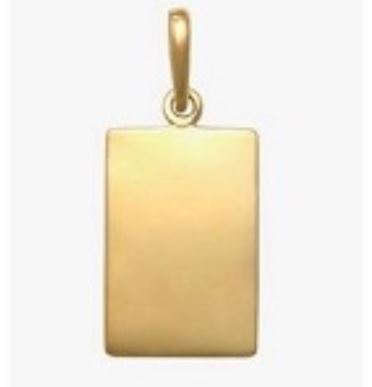 Pendantif or 10K, plaque unie pour gravure