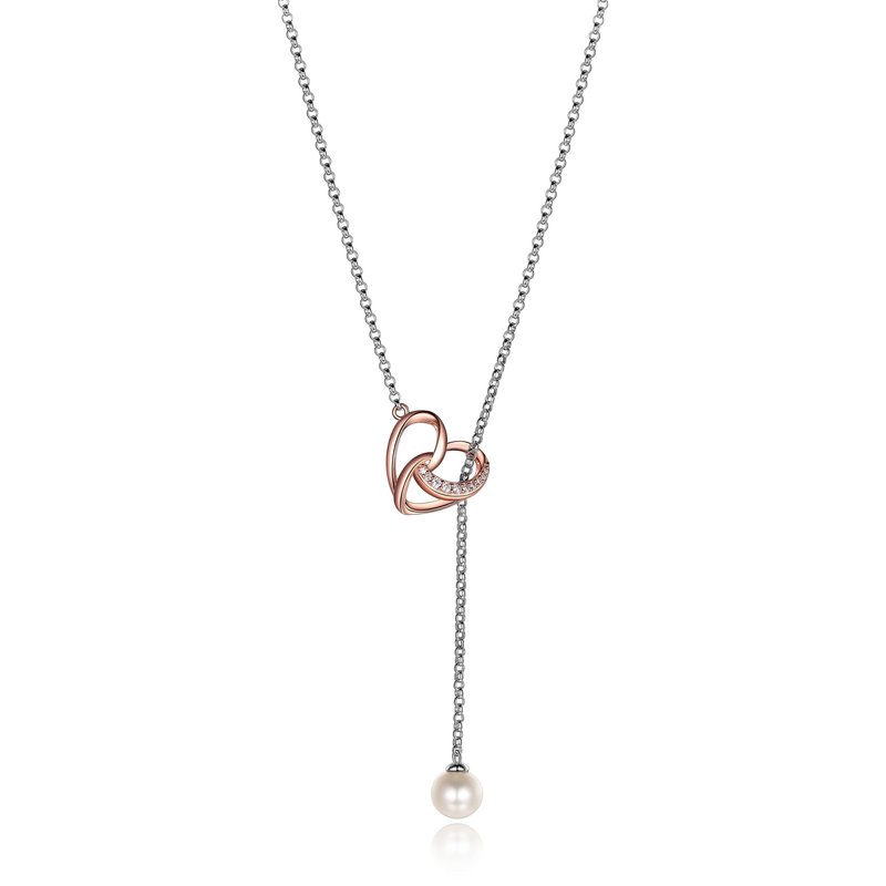 Pendantif pour femme en argent 925, zircons, perle, coeur