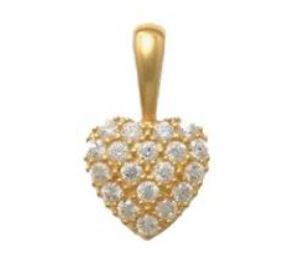 Pendentif pour enfant en or 10K, coeur garni de pierres