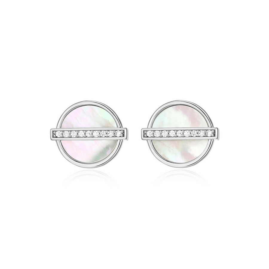 Boucles d'oreilles pour femme en argent 925, cubic zirconium, nacre de perle 9mm - R2LCVGA958 - ELLE