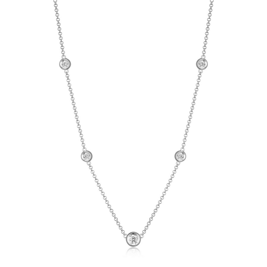 Collier pour femme en argent 925, 5 zircons
